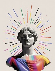 A contemporary sculpture featuring vibrant postmodern design, characterized by bold colors and trendy decorative elements, making a striking visual statement. - Generative AI