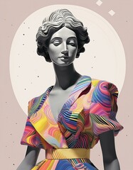 A contemporary sculpture featuring vibrant postmodern design, characterized by bold colors and trendy decorative elements, making a striking visual statement. - Generative AI