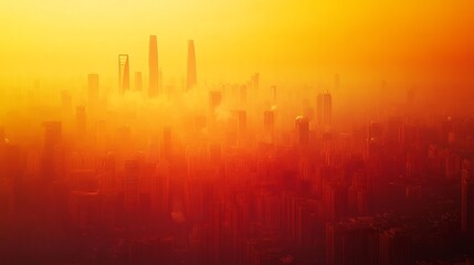 Fototapeta premium Heatmap of air pollution levels in a major city, with warmer colors highlighting areas of higher concentration and cooler tones for cleaner air. 4K hyperrealistic photo.