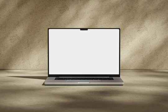 Opened MacBook Pro laptop with blank white screen