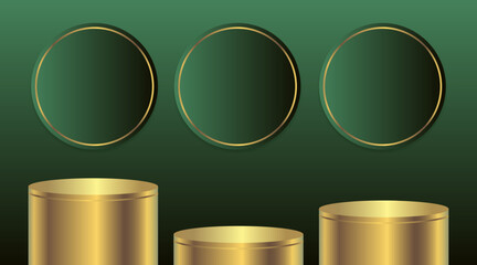 Gold three podium with green background Illustration