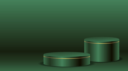 Green two podium with green background Illustration