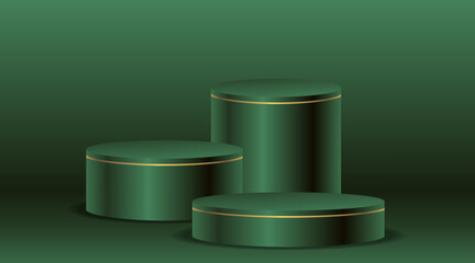 Green three podium with green background Illustration