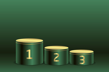 1st 2nd 3rd Place Gold podium with green background Illustration