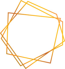 Golden gradient geometric frame forming hexagon shape with sharp corners and empty space inside