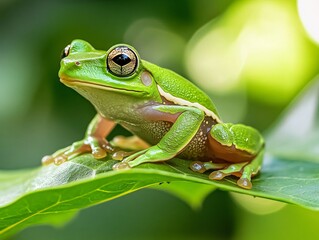 Obraz premium Macro Shot of tree frog with Natural Blur Background