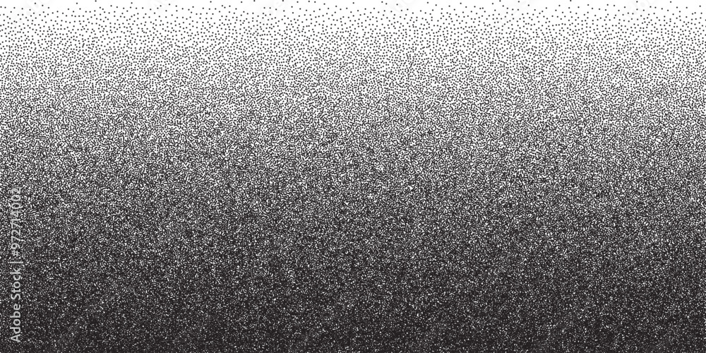 Poster grain noise black dots pattern with gradient. grainy fade background. abstract stipple halftone vect