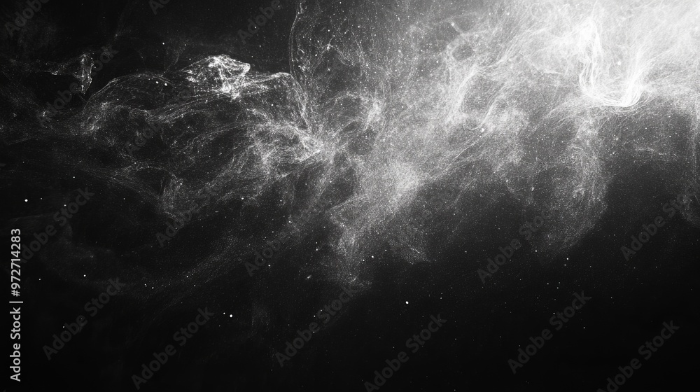 Aufkleber white dust and scratches on black background - layer for photo editor. horizontal photography with c