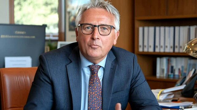 School Principal Discussing Strategy in Modern Office Environment Generative AI