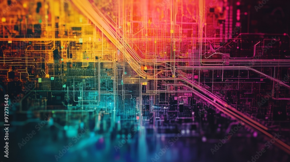 Poster heatmap of a city's public transit system, with vibrant colors showing the most heavily used routes 