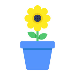 Conceptual flat design icon of flowerpot 