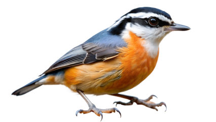 Colorful Nuthatch Bird on Isolated White Background