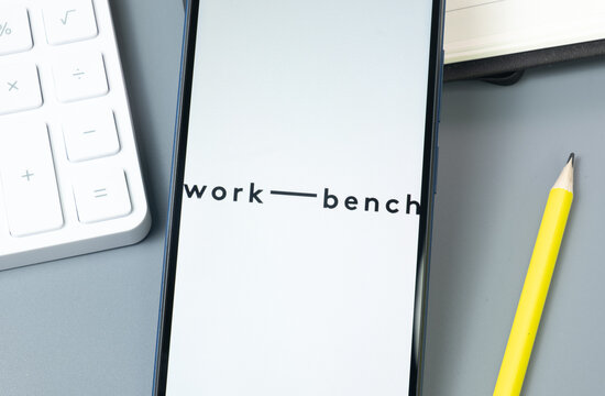 New York, USA - 30 August 2024: Work-Bench Logo on Phone Screen, Company Icon on Display