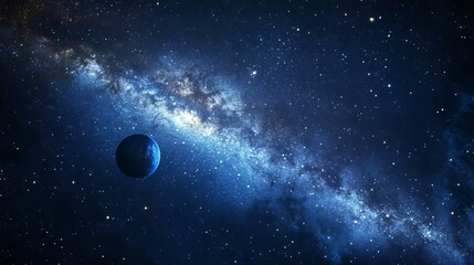 Milky way galaxy with star and space dust in the universe and deep planet night sky background