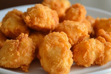 A Plate Of Fried Chicken Nuggets