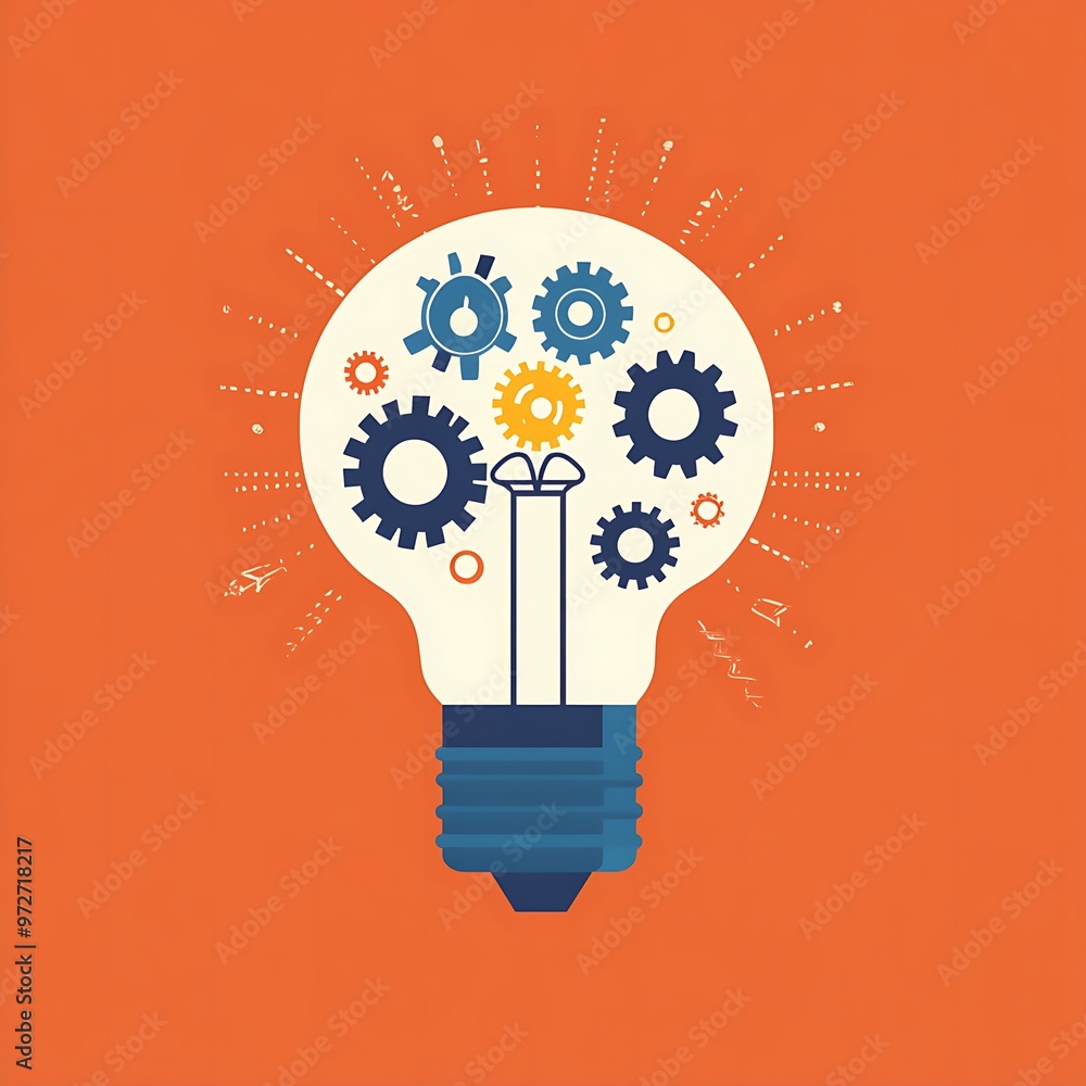 Poster Light Bulb with Interlocking Gears Inside