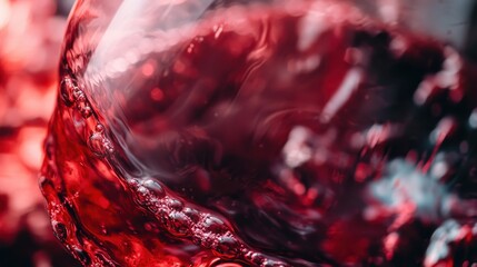 Red wine swirling in a glass showcasing vibrant colors and textures during an elegant tasting event at a vineyard