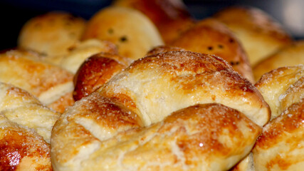 Delicious baked buns . High quality photo