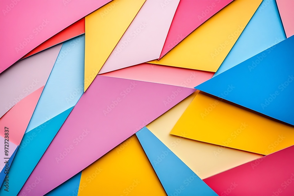 Poster abstract geometric pattern with colorful overlapping triangles.