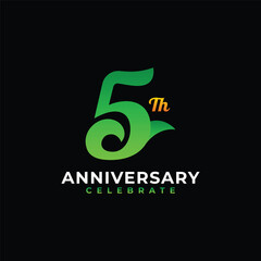 Modern Anniversary Number Design Collection Green