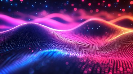 Fototapeta premium Colorful motion elements with neon led illumination waves. Abstract futuristic background.