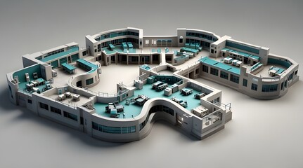 Fototapeta premium 3D Render of a comprehensive hospital.generative.ai