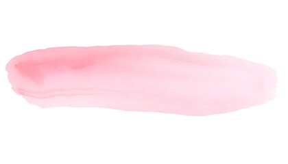 Hand painted stroke of pink water colour paint brush on a white background