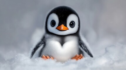 cute mini penguin on the snow