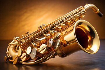 Fototapeta premium Close-up of a Golden Saxophone