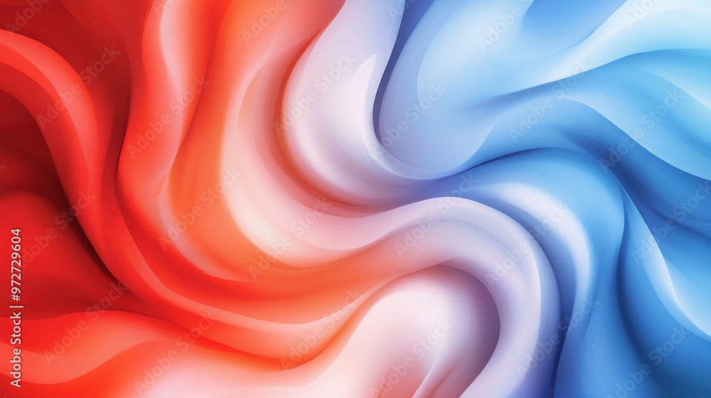 Poster Swirling red and blue fabric creating a vibrant abstract pattern in a vivid display of color movement and flow