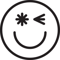 Wink Eye Emoticon Line Art
