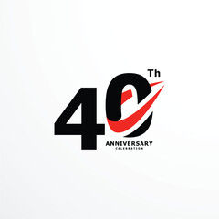40 Th Anniversary Celebration Number Vector Design Collection