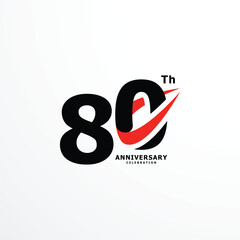 80 Th Anniversary Celebration Number Vector Design Collection