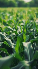 Fototapeta premium corn growing in a lush green field