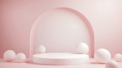 Fototapeta premium circle base on pink background cosmetic cream