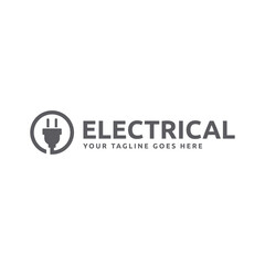 Electrical power plug logo. Current and voltage symbol.