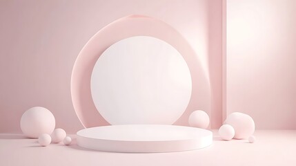 Fototapeta premium circle base on pink background cosmetic cream