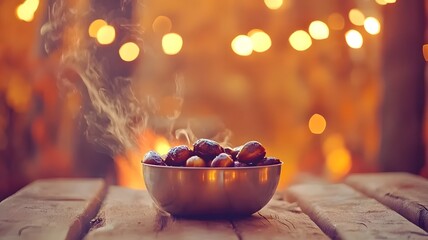 Traditional Autumn Roasted Chestnuts by the Fire