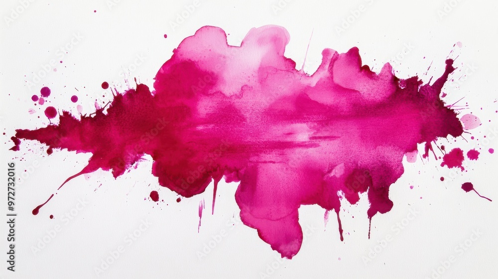 Aufkleber a vibrant splash of magenta watercolor paint creating an artistic abstract shape on a white canvas b