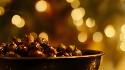 Traditional Autumn Roasted Chestnuts by the Fire