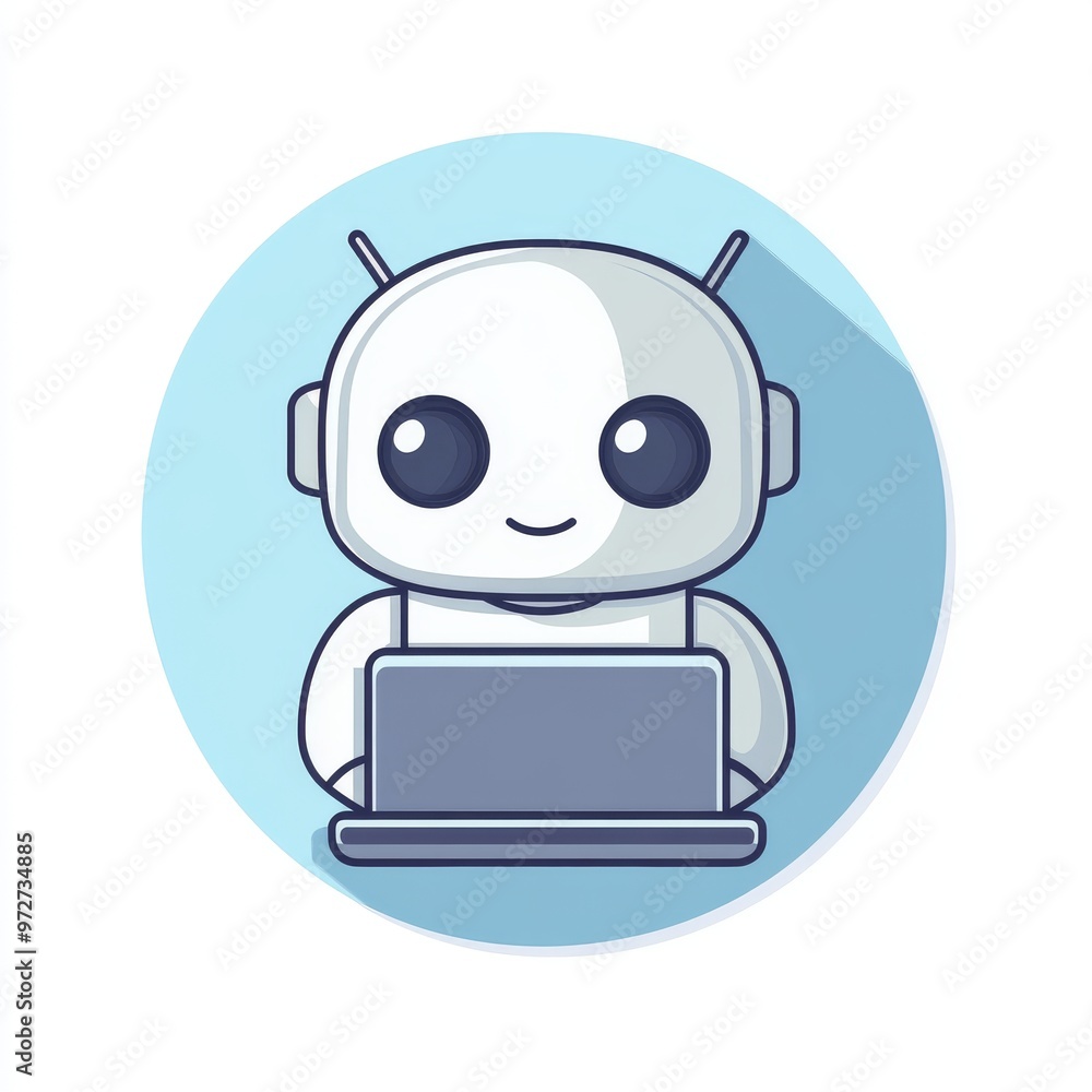 Poster chatbot sign. flat style robot icon. support service concept.