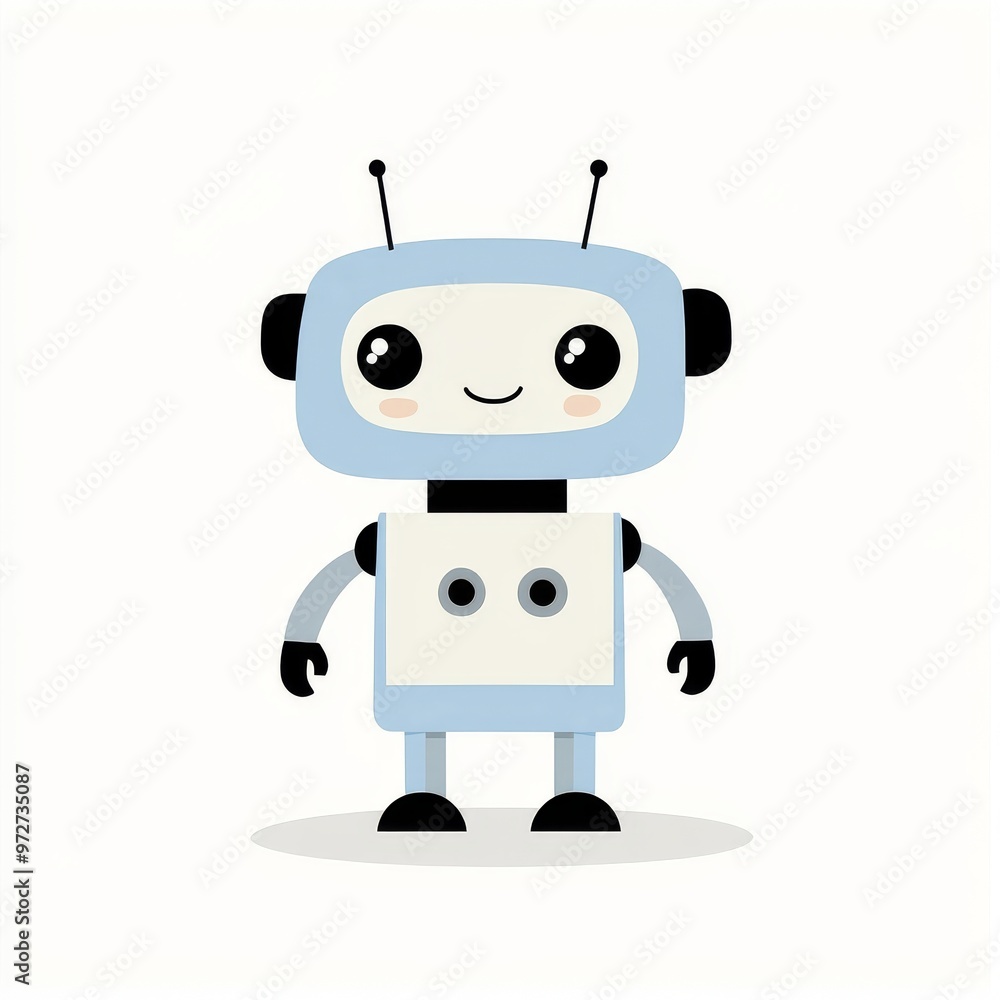 Poster a modern illustration of several modern technologies with a modern robotic android drone isolated ov