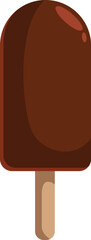 This vector illustration features a classic chocolate ice cream bar on a wooden stick, perfect for projects related to summer, treats, and frozen desserts