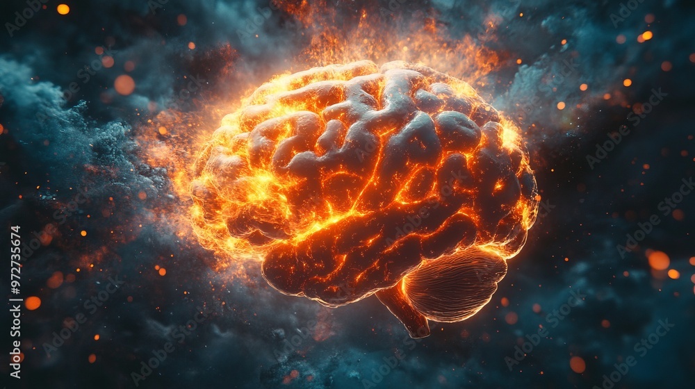 Aufkleber concept art of a human brain exploding with knowledge and creativity.