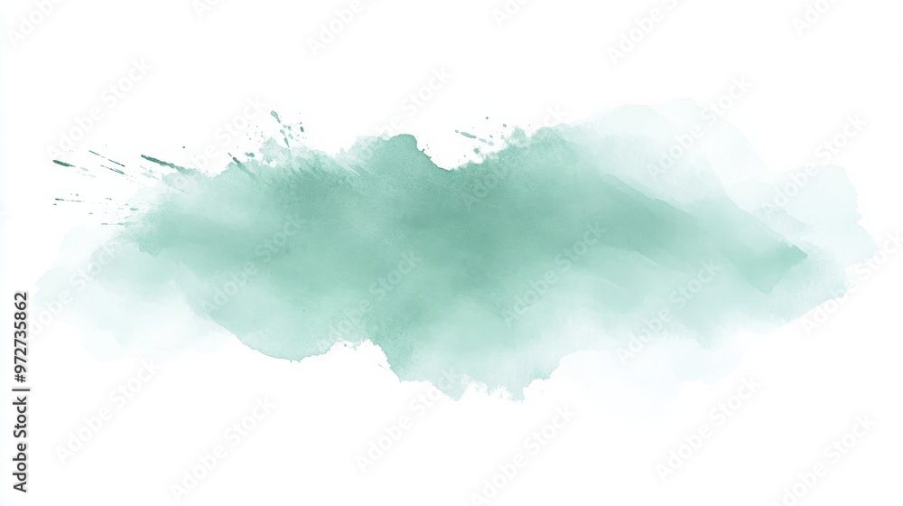 Aufkleber soft teal watercolor splash against a white background highlighting artistic expression and fluid cr