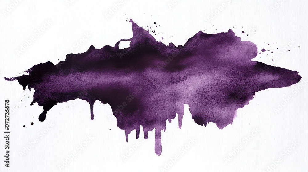 Aufkleber a vibrant purple watercolor splash with drips on a white background creates an abstract effect for c