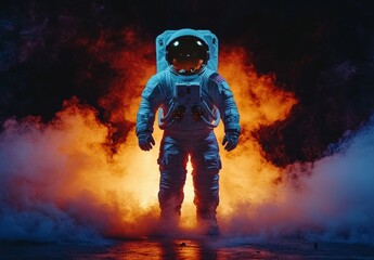 Obraz premium An astronaut wearing a helmet in a side profile. Ai-generated image