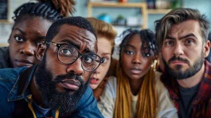 Fototapeta premium Portrait of a multicultural group of friends stress and serious in the workplace 