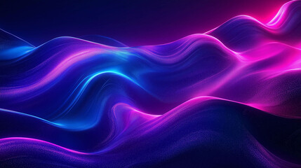 Fototapeta premium Abstract Digital Technology Background with Wavy Lines and Glowing Purple and Blue Light Gradient, Featuring Dark Tones and Smooth Transitions in 8K High-Resolution