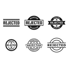 Set of Rejected Stamp. Red Rejected Rubber Grunge Stamp Seal Vector Illustration.